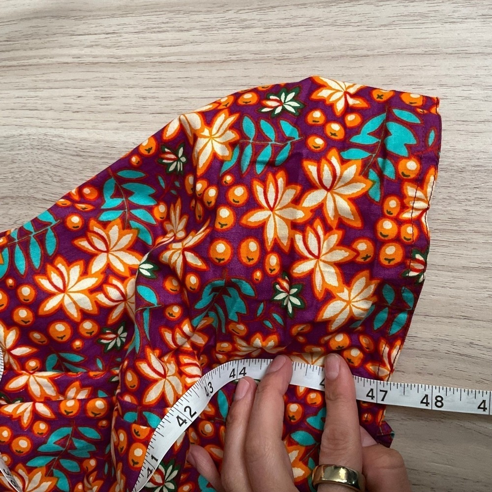 Floral Tropical Halter Midi Dress Open Back Button Front Orange Purple Summer - Picture 5 of 8